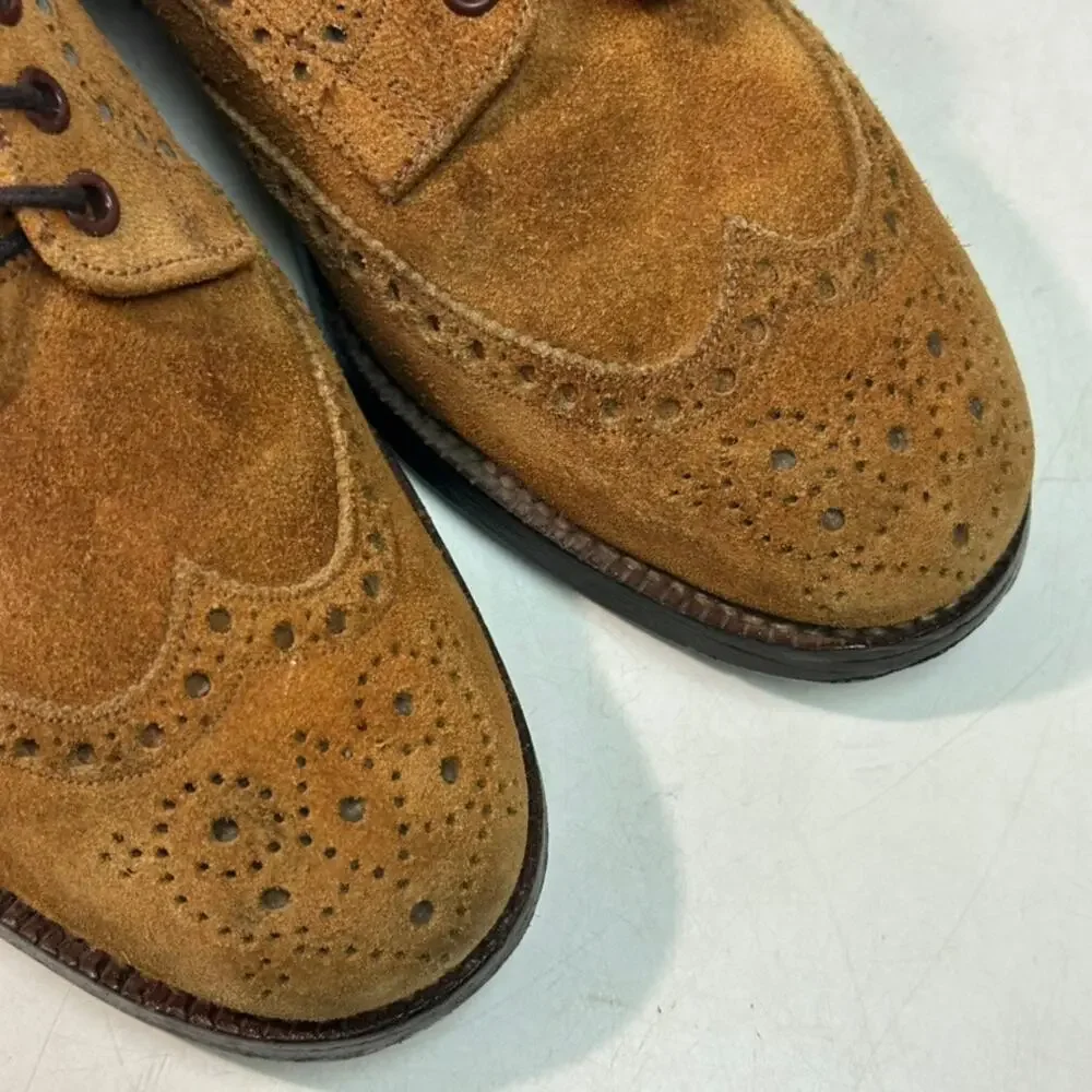 RESOLED Tricker's Bourton Snuff Suede Wingtip Bench Made in England US 9.5 E
